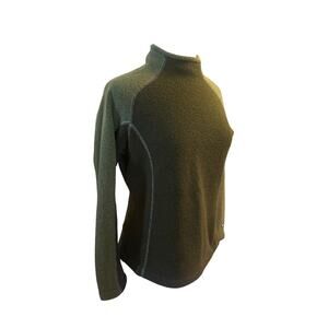Women M Kuhl Green Pullover Alfpaca Fleece Sweater Jacket Mock Neck Hike